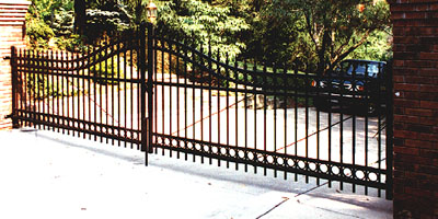 Ornamental Iron Estate Gate with electric gate operator by Elyria Fence Company